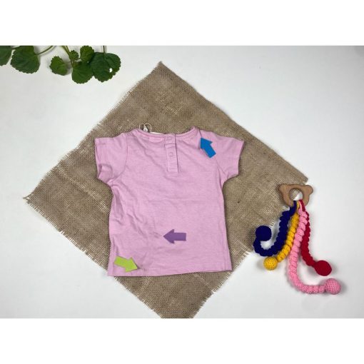 تیشرت نوزادی دخترانه آستین کوتاه طرح خرگوش یقه گرد پشت دکمه ای یاسی رنگ - 6 تا 9 ماه