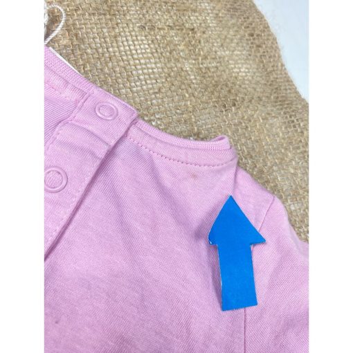 تیشرت نوزادی دخترانه آستین کوتاه طرح خرگوش یقه گرد پشت دکمه ای یاسی رنگ - 6 تا 9 ماه