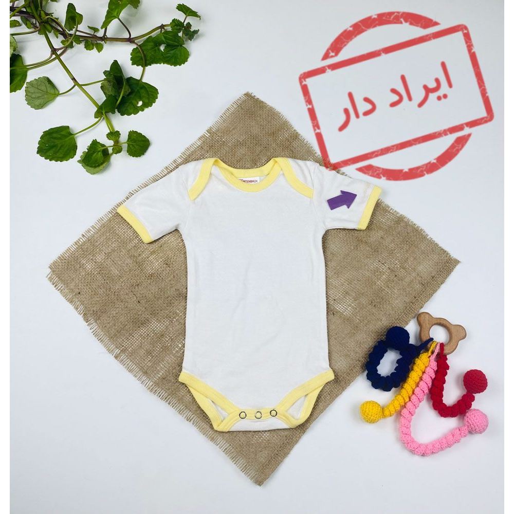 بادی نوزادی آستین کوتاه طرح ساده یقه گرد سفید رنگ  - 2 تا 6 ماه