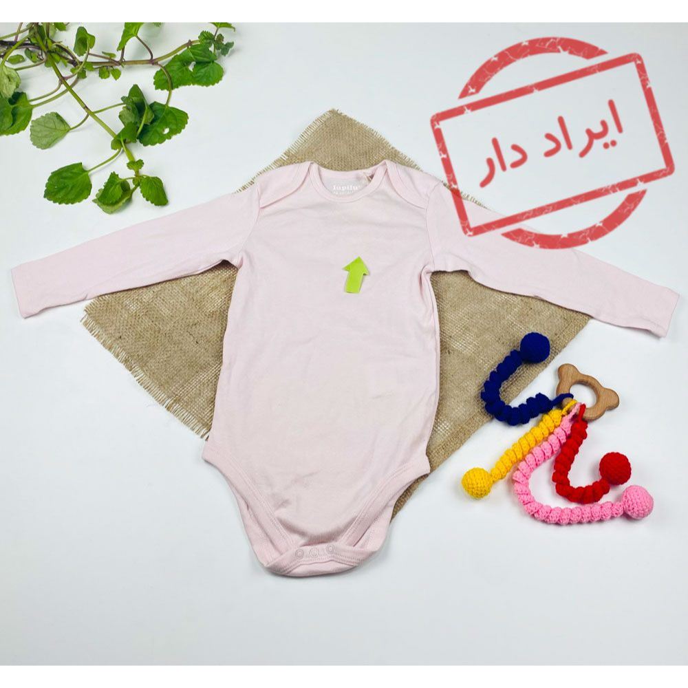 بادی نوزادی آستین بلند طرح ساده ساده صورتی کمرنگ  - 12 تا 24 ماه
