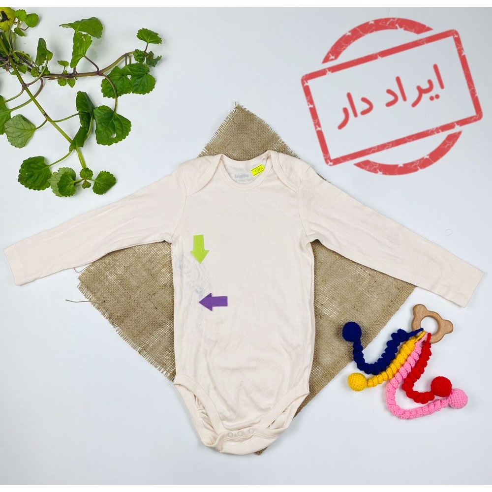 بادی نوزادی دخترانه آستین بلند برند لوپیلو طرح ساده ساده یقه گرد صورتی کمرنگ  - 12 تا 24 ماه