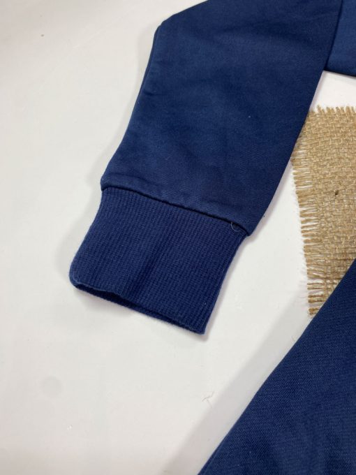 ایراد دار _ سویشرت پسرانه آستین بلند طرح ساده کلاه دار جلو زیپ سورمه ای رنگ  - 6 تا 8 سال