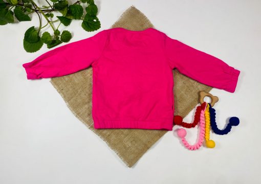 ایراد دار _ سویشرت نوزادی دخترانه آستین بلند طرح خرگوش جلو زیپی بدون کلاه صورتی رنگ  - 6 تا 12 ماه