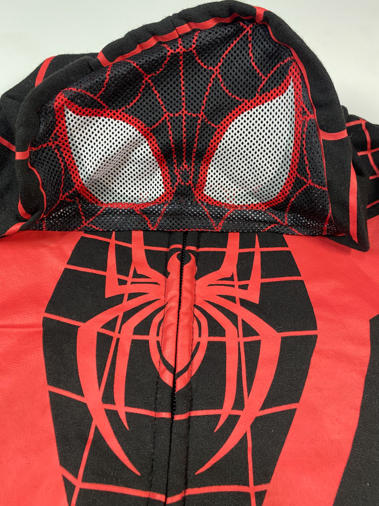 ایراد دار _ سویشرت پسرانه آستین بلند طرح اسپایدرمن جلو زیپی کلاه دار مشکی رنگ - 6 تا 8 سال