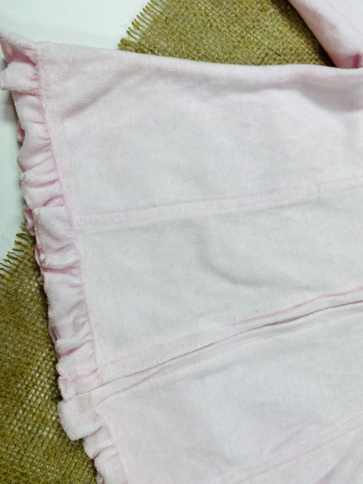 ایراد دار _ سویشرت نوزادی دخترانه آستین بلند طرح خرس و گل جلو زیپی با کلاه صورتی کمرنگ  - 12 تا 24 ماه