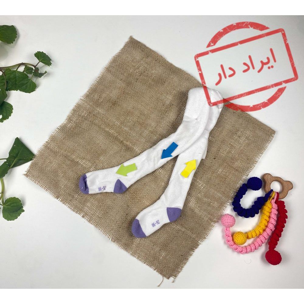 جوراب شلواری دخترانه سفید رنگ