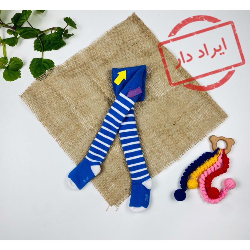جوراب شلواری نوزادی آبی رنگ