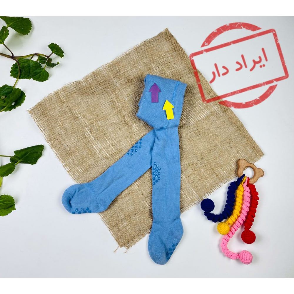 جوراب شلواری نوزادی طرح ساده آبی روشن رنگ  - 12 تا 24 ماه