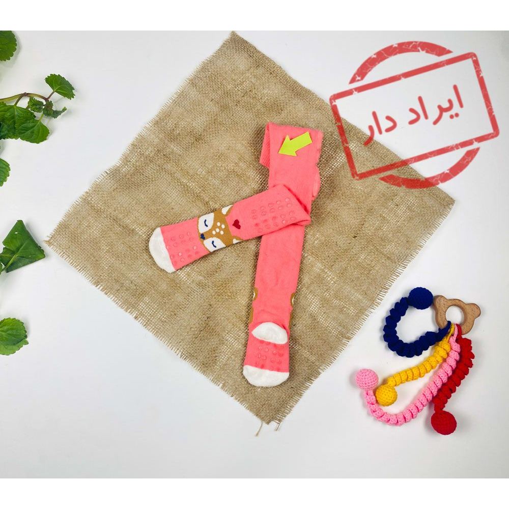 جوراب شلواری نوزادی دخترانه صورتی رنگ  - 2 تا 6 ماه