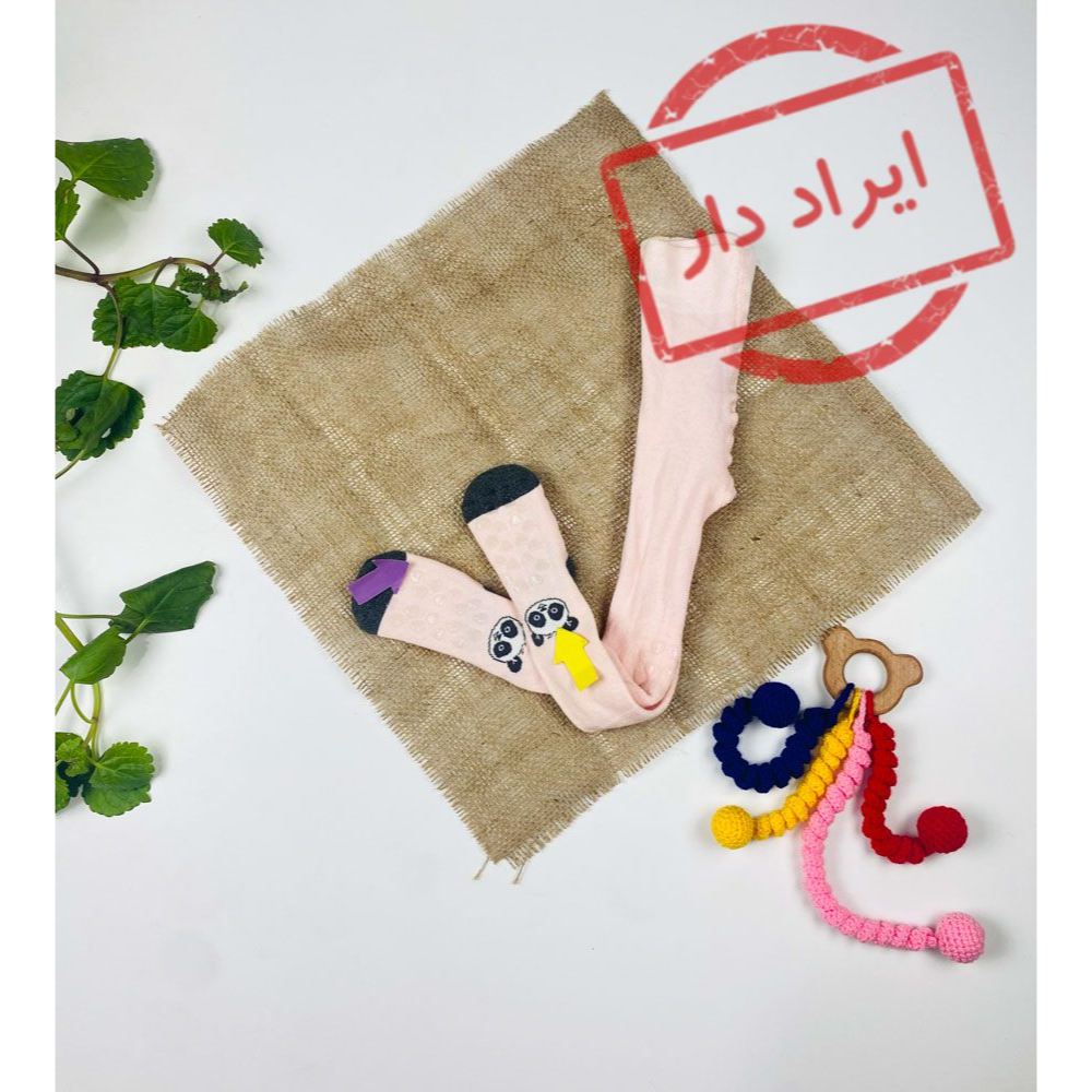 جوراب شلواری نوزادی دخترانه برند لوپیلو پاندا صورتی رنگ  - 12 تا 24 ماه