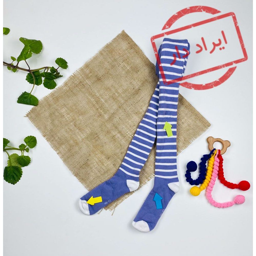 جوراب شلواری نوزادی دخترانه راه راه بنفش رنگ
