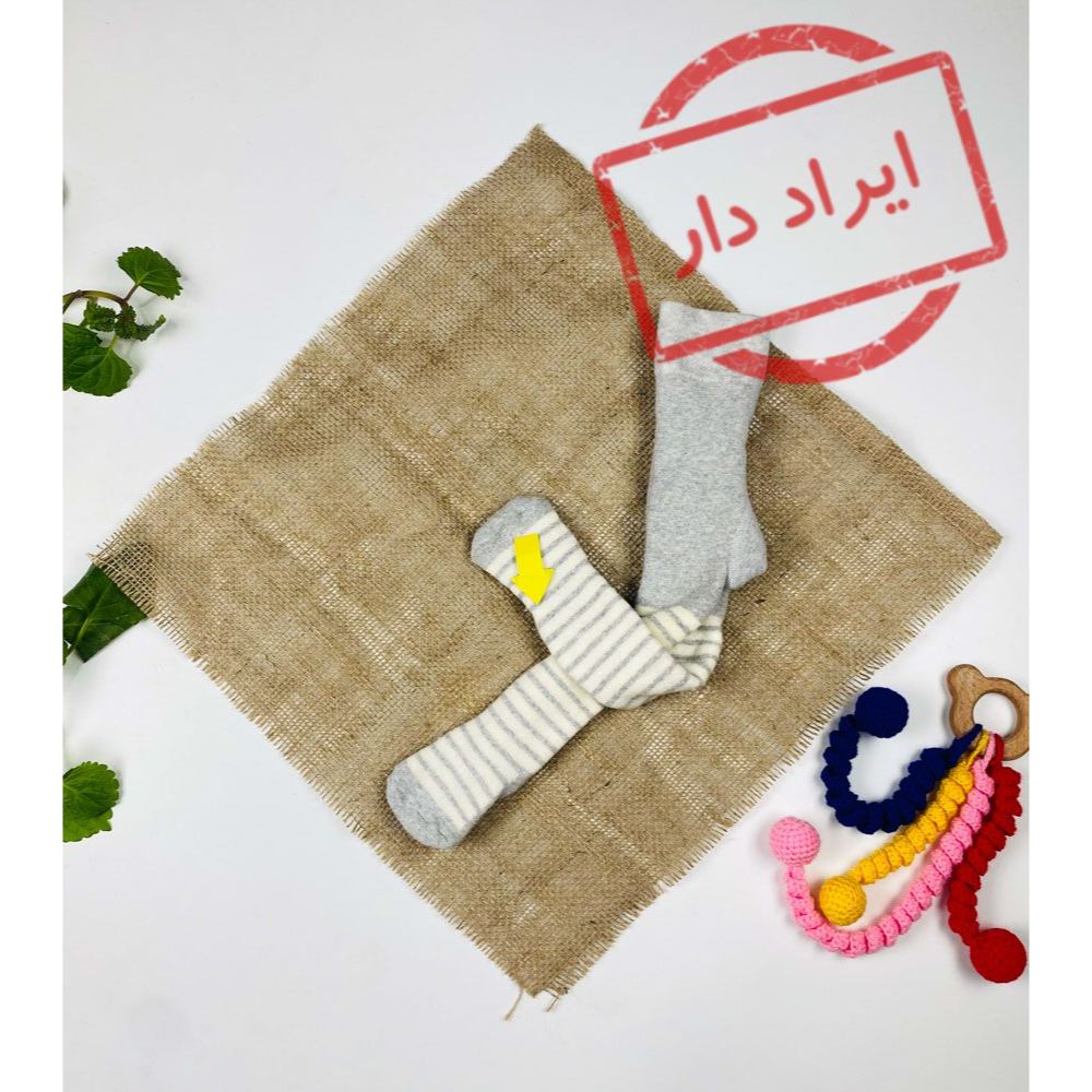 جوراب شلواری نوزادی برند لوپیلو طرح راه راه طوسی رنگ  - 2 تا 6 ماه