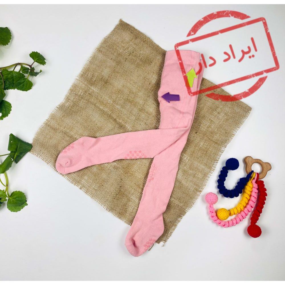 جوراب شلواری نوزادی دخترانه صورتی رنگ