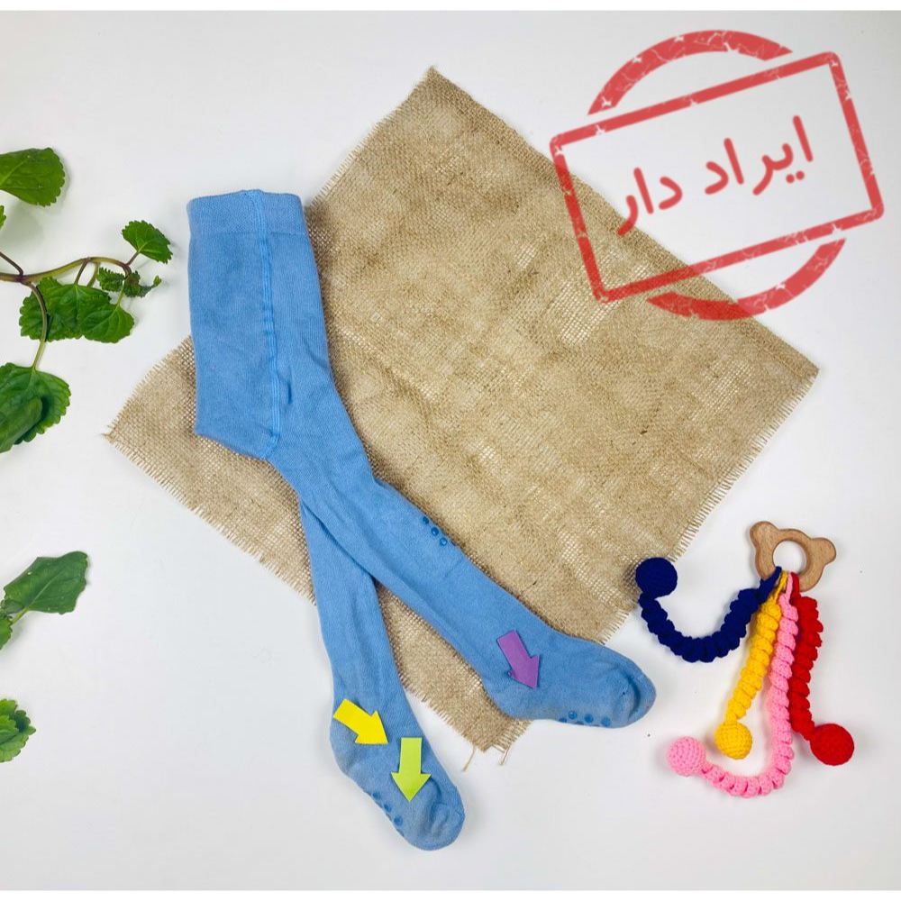 جوراب شلواری نوزادی آبی رنگ  - 12 تا 24 ماه