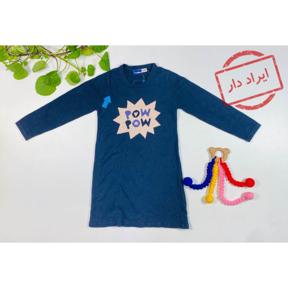 ایراد دار _ بلوز دخترانه آستین بلند برند لوپیلو طرح ستاره بلوز بلند یقه گرد سورمه ای رنگ  - 2 تا 4 سال