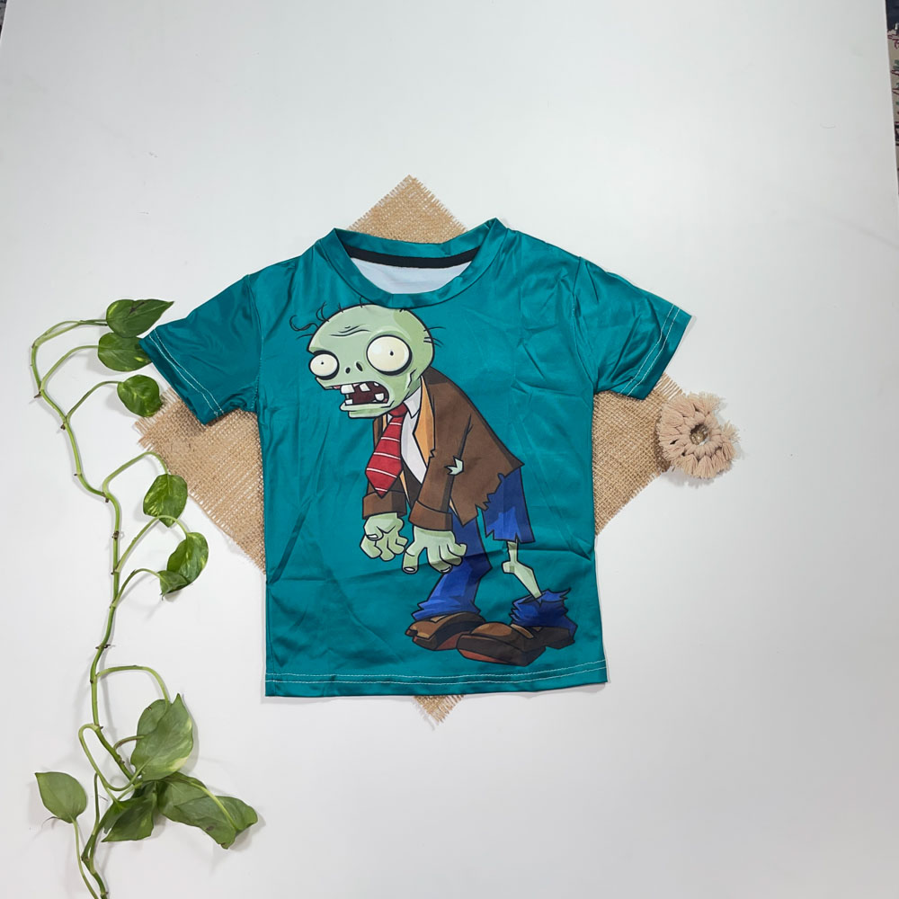 تیشرت پسرانه آستین آستین دار طرح عروسکی سبز رنگ - 2 تا 4 سال