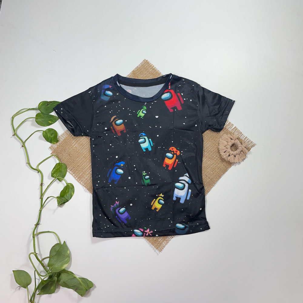 تیشرت پسرانه آستین آستین دار طرح کهکشانی مشکی رنگ - 2 تا 4 سال
