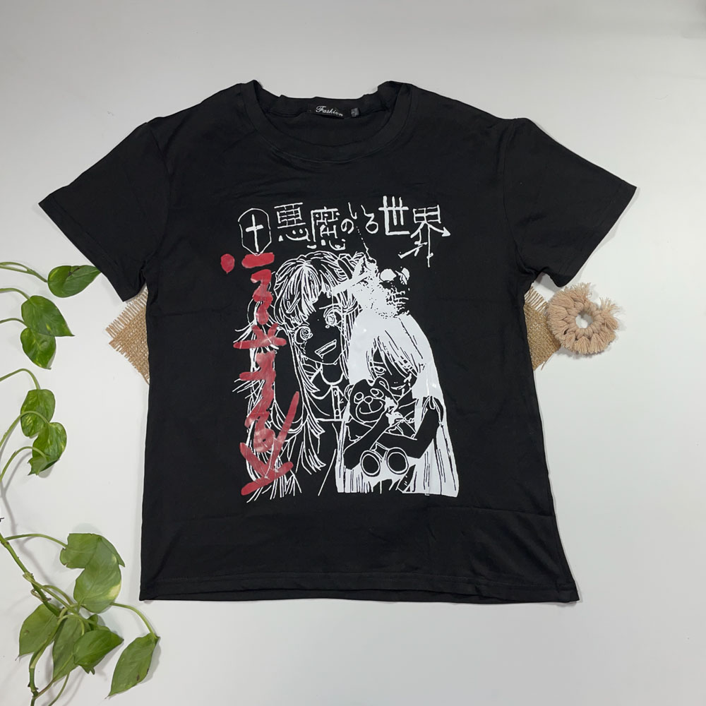 تیشرت پسرانه آستین آستین دار طرح عروسکی مشکی رنگ - 10 تا 12 سال