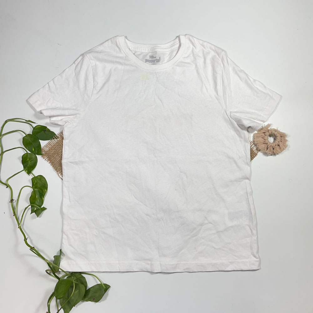 تیشرت آستین استین دار برند Poppirts طرح ساده سفید رنگ - 8 تا 10 سال