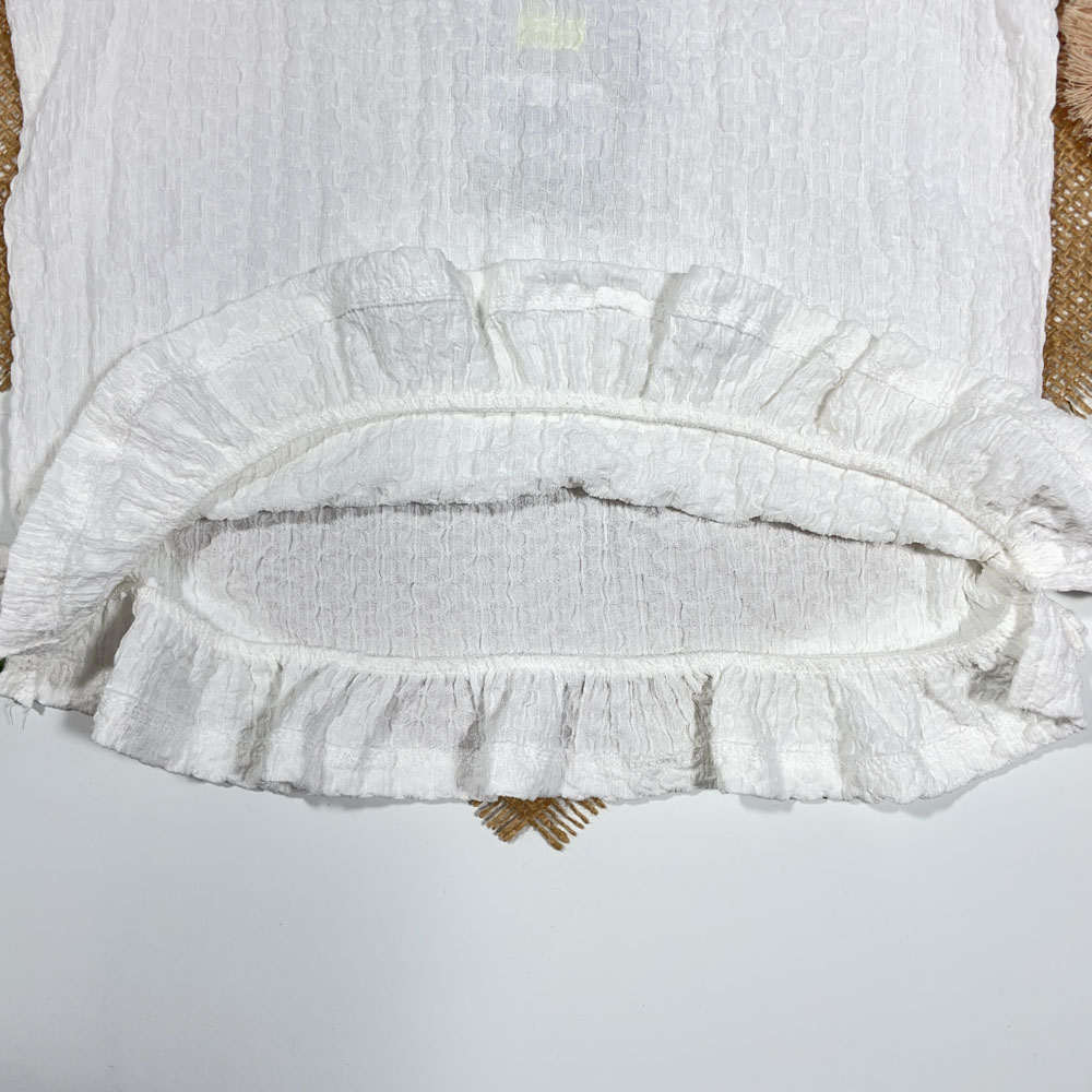 تاپ دخترانه آستین کوتاه برند Tu طرح لبه پلیسه سفید رنگ - 8 سال