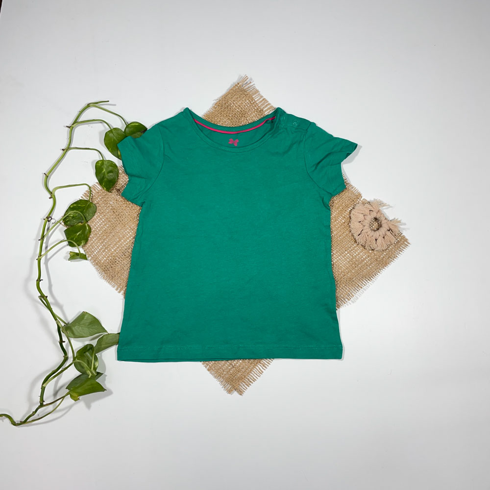 تیشرت نوزادی دخترانه آستین کوتاه برند لوپیلو طرح ساده سبز رنگ - 12 تا 24 ماه