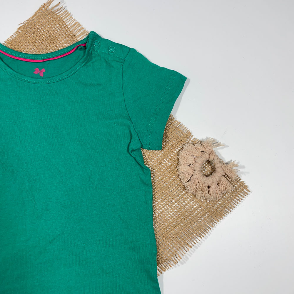 تیشرت نوزادی دخترانه آستین کوتاه برند لوپیلو طرح ساده سبز رنگ - 12 تا 24 ماه