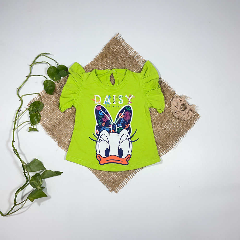 تیشرت نوزادی دخترانه آستین کوتاه طرح پروانه عروسکی سبز رنگ - 2 تا 4 ماه