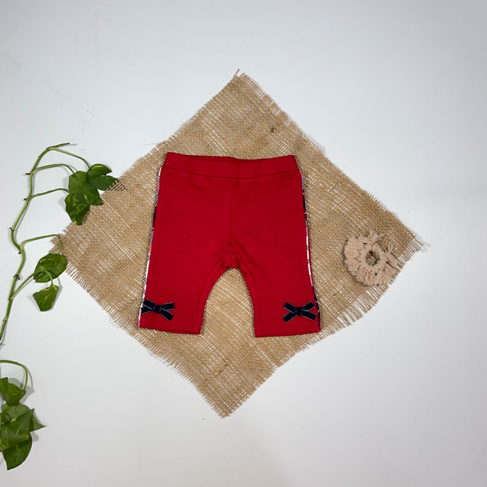 شلوار نوزادی دخترانه راسته برند MyfIrst cmicco طرح بغل خطی پاپیونی قرمز رنگ - 0 تا 1 ماه