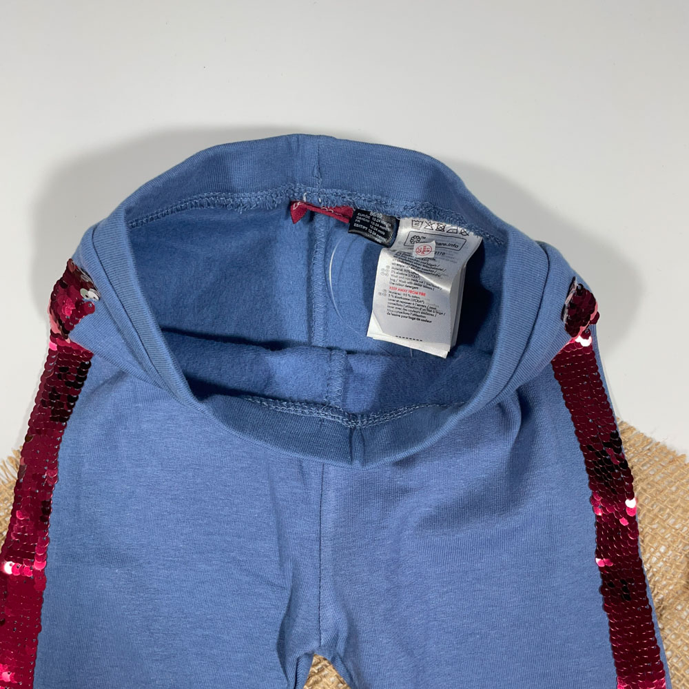 شلوار نوزادی دخترانه راسته برند لوپیلو طرح بغل کار شده ابی نفتی رنگ