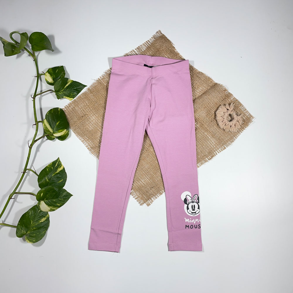 شلوار دخترانه راسته برند Minnie Mouse طرح میکی موس صورتی کم رنگ