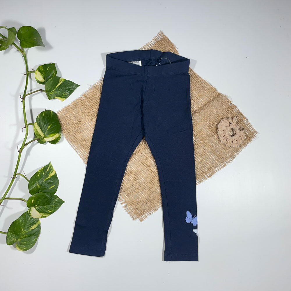 شلوار دخترانه راسته برند لوپیلو طرح پروانه ای سرمه ای رنگ
