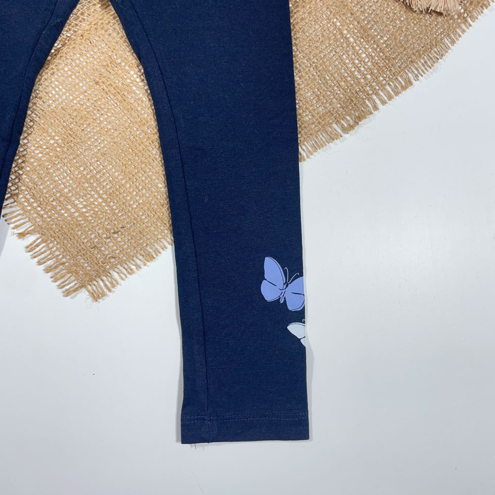 شلوار دخترانه راسته برند لوپیلو طرح پروانه ای سرمه ای رنگ