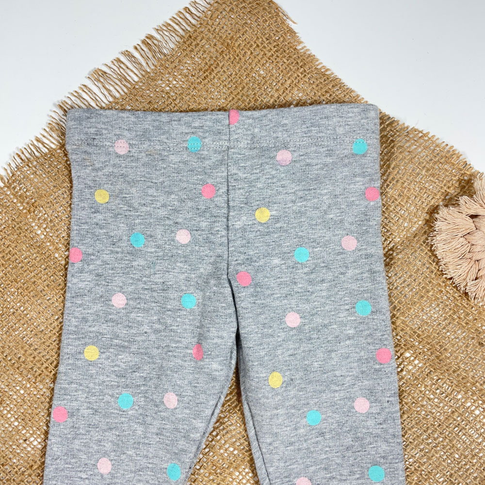 شلوار دخترانه راسته برند Lily and Dan طرح توپکی توپکی طوسی تیره رنگ