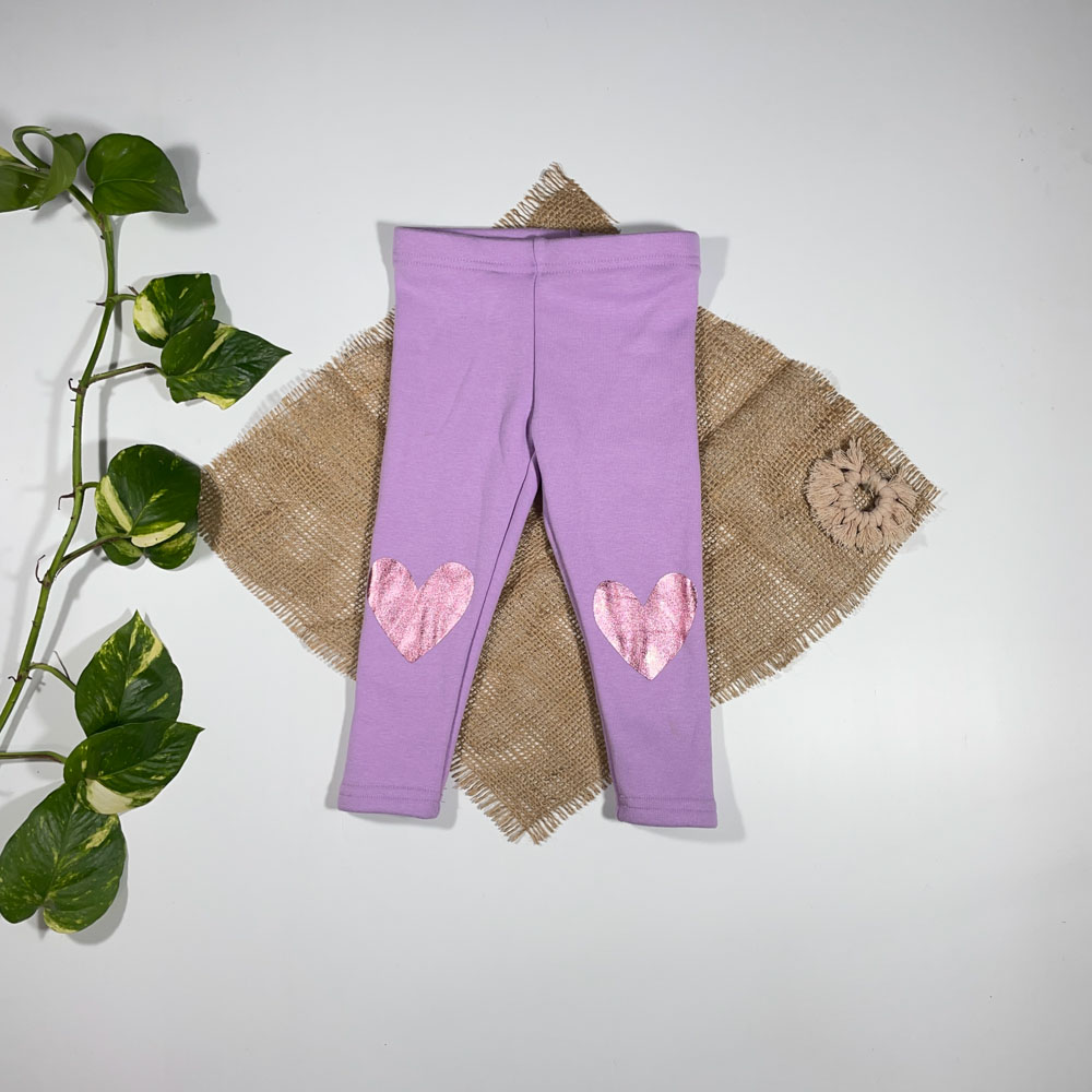 شلوار دخترانه راسته برند Lily and Dan طرح قلبی قلبی یاسی رنگ