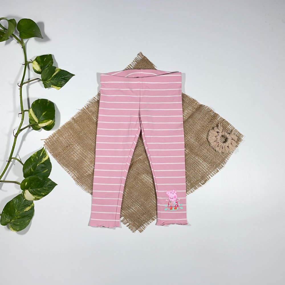 شلوار نوزادی دخترانه راسته برند Peppa pig طرح راه راه صورتی رنگ - 12 ماه