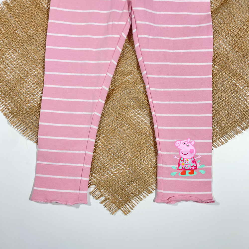 شلوار نوزادی دخترانه راسته برند Peppa pig طرح راه راه صورتی رنگ - 12 ماه