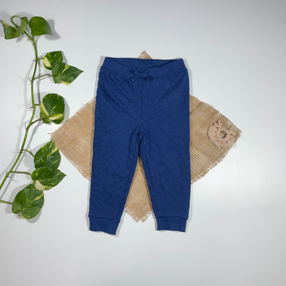 شلوار نوزادی پسرانه راسته برند Lily and Dan طرح دوخت رو کار مربعی اسلش سرمه ای رنگ - 12 تا 24 ماه
