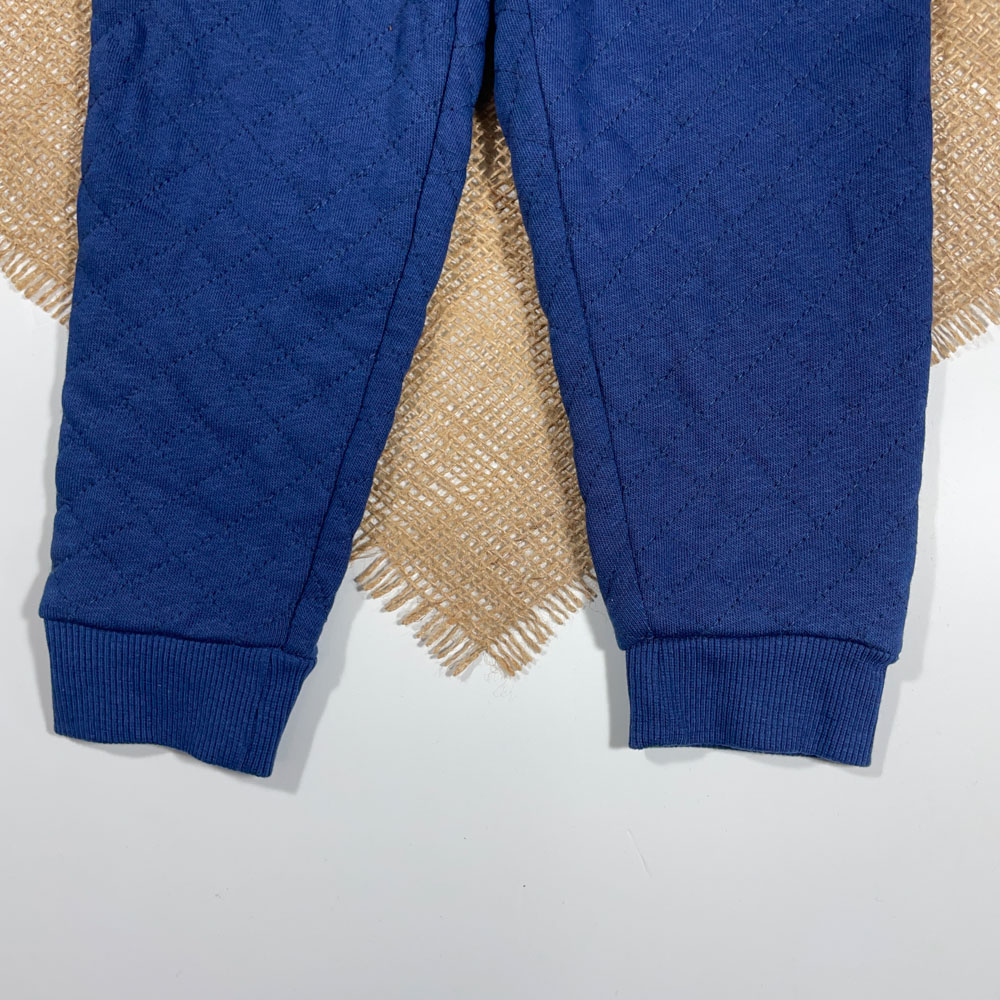 شلوار نوزادی پسرانه راسته برند Lily and Dan طرح دوخت رو کار مربعی اسلش سرمه ای رنگ - 12 تا 24 ماه