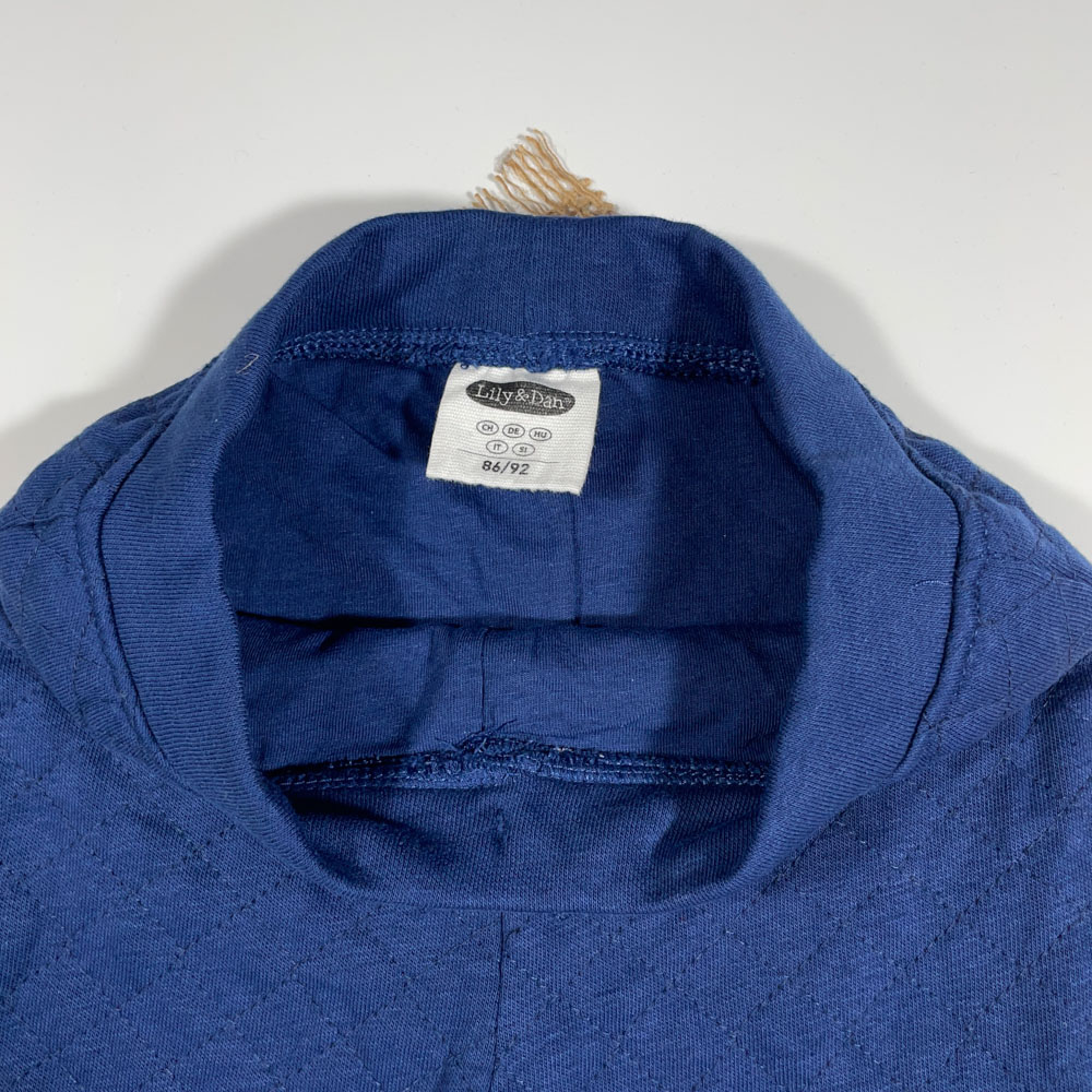 شلوار نوزادی پسرانه راسته برند Lily and Dan طرح دوخت رو کار مربعی اسلش سرمه ای رنگ - 12 تا 24 ماه