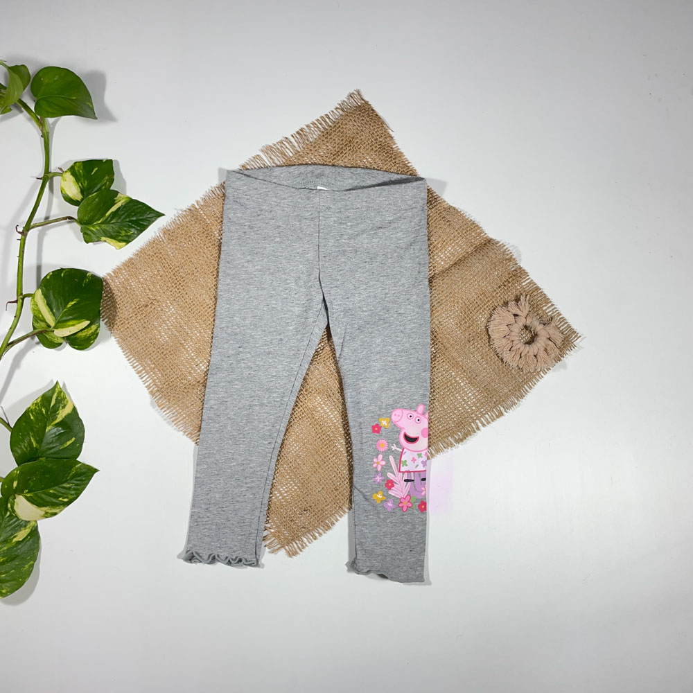 شلوار نوزادی دخترانه راسته برند Peppa pig طرح عروسکی طوسی رنگ - 12 ماه