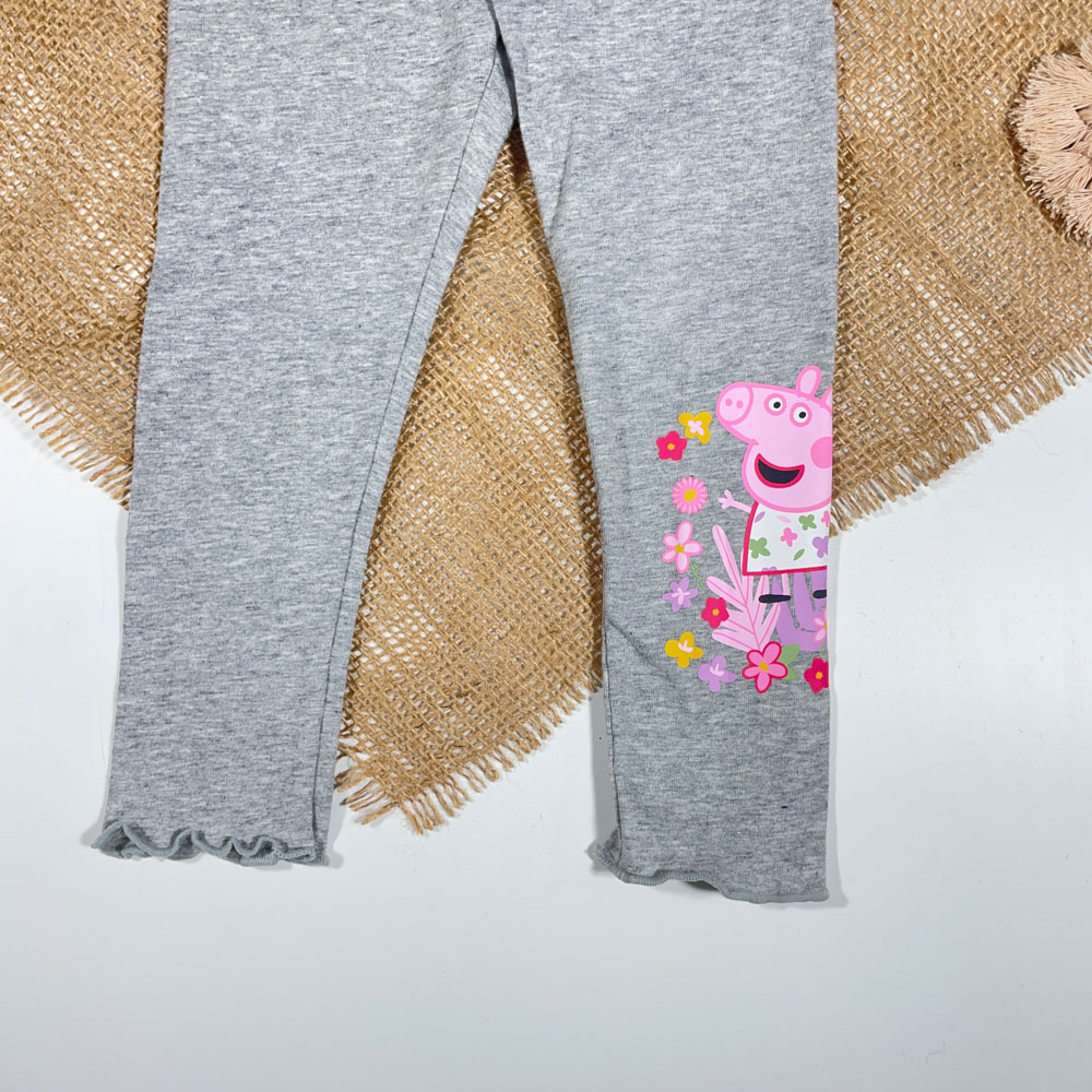 شلوار نوزادی دخترانه راسته برند Peppa pig طرح عروسکی طوسی رنگ - 12 ماه