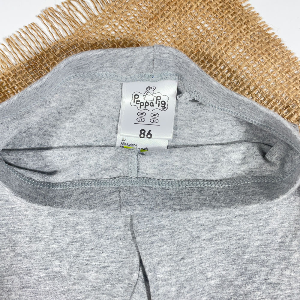 شلوار نوزادی دخترانه راسته برند Peppa pig طرح عروسکی طوسی رنگ - 12 ماه