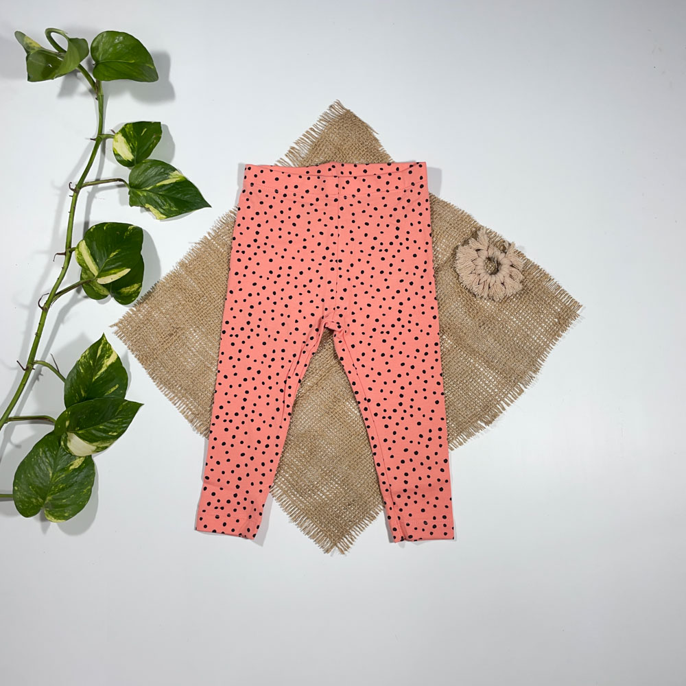 شلوار نوزادی دخترانه راسته برند لوپیلو طرح توپکی مشکی صورتی رنگ - 6 تا 12 ماه