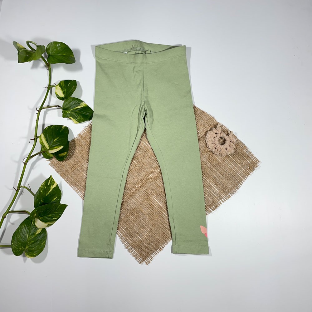 شلوار دخترانه راسته برند لوپیلو طرح پروانه لبه شلوار سبز پاستلی رنگ - 2 تا 4 سال