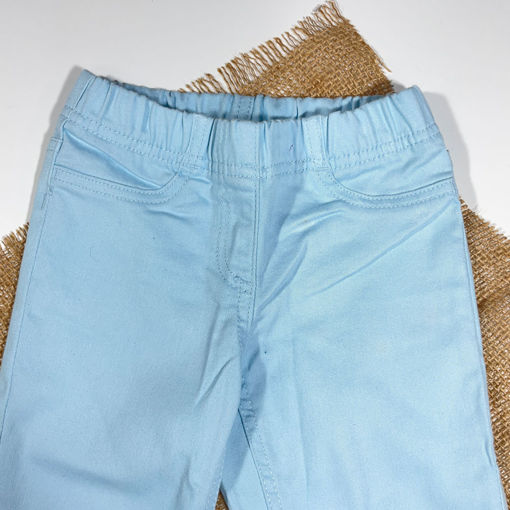 شلوار دخترانه راسته برند Kuniboo طرح پشت جیب دار پشت جیب طرح تک شاخ ابی آسمونی رنگ