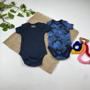 ست دو عددی بادی نوزادی پسرانه آستین کوتاه برند لوپیلو طرح ارتشی آبی رنگ - 0 تا 2 ماه