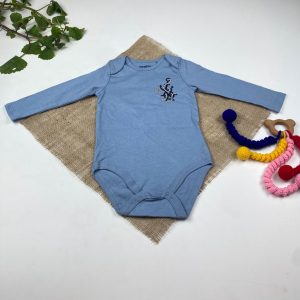 بادی نوزادی پسرانه آستین بلند برند لوپیلو طرح لنگر آبی رنگ - 6 تا 12 ماه