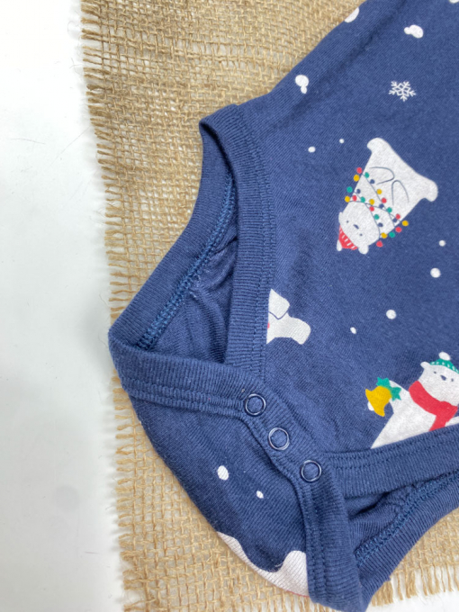 ست دو عددی بادی نوزادی آستین بلند برند لوپیلو طرح کریسمسی و برف سرمه ای رنگ - Image 11