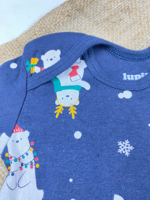 ست دو عددی بادی نوزادی آستین بلند برند لوپیلو طرح کریسمسی و برف سرمه ای رنگ - Image 12