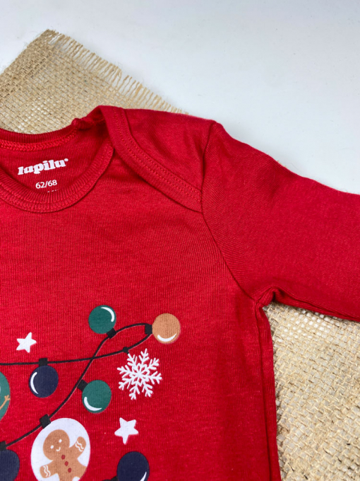 ست دو عددی بادی نوزادی آستین بلند برند لوپیلو طرح کریسمسی و برف سرمه ای رنگ - Image 5